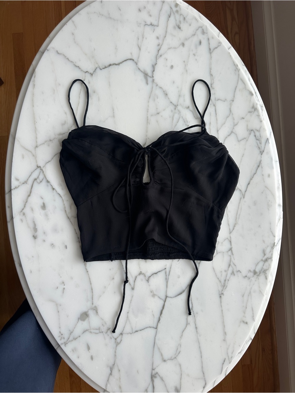 Abercrombie & Fitch Black Cropped Tie-Front Cami